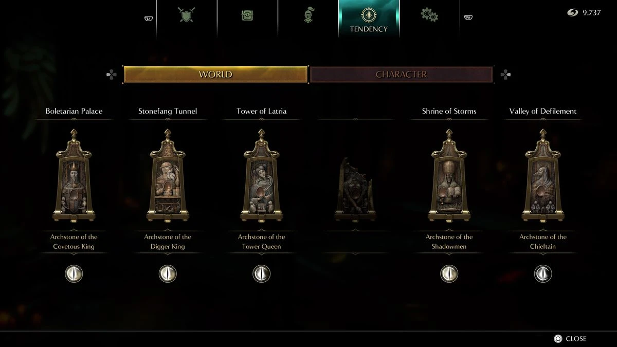 A screenshot showing the Tendency menu in Demon’s Souls (PS5)